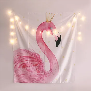 Cilected Flamingo Gobelenas Sienos Meno Gobelenai Rausvos Karūnos Paukščių Spausdinti Lovatiesė Lapas Mergaičių Kambario Kambarį Šiaurės Užsakymą