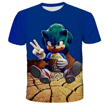 Vasaros 4-14 Metų Berniukų Drabužiai Animacinių filmų T-Shirt Tarp Mūsų Marškinėliai, Sonic The Hedgehog Spausdinti Vaikai Tee Kūdikių Viršūnes Vaikų marškinėliai