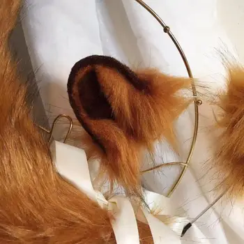 Naujas Auksinis Liūtas Anime modeliavimas žvėris ausies žvėris uodega vilkas ausies kačių ausų fox ausų plaukų lankelis užsakymą COSPLA