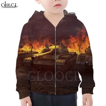 CLOOCL Vaikams Žaidimai, World of Tanks Berniukas Mergaitė Užtrauktukas Hoodie 3D Spausdinimo Vaikų Gobtuvu Šeimos Įrengta Laisvalaikio Drabužių Streetwear Viršūnės