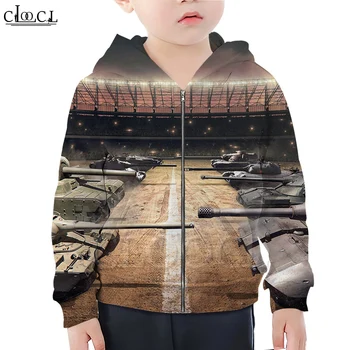 CLOOCL Vaikams Žaidimai, World of Tanks Berniukas Mergaitė Užtrauktukas Hoodie 3D Spausdinimo Vaikų Gobtuvu Šeimos Įrengta Laisvalaikio Drabužių Streetwear Viršūnės