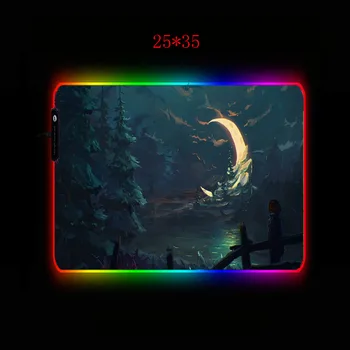 MRG Naktį Mėnulis Medžio Kraštovaizdžio LED RGB Apšvietimas Žaidimų Kilimėlis Žaidėjus Kilimėlis Grande Pelės Mygtukai Cs Go Hyper Žvėris PC Kompiuteris