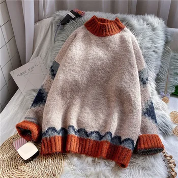 žiemos naujų megztinių moterims megztiniai ir puloveriai) su išlyginimu rankovėmis prarasti tirštėti šiltas lady elegantiškas išsitraukia outwear kailis viršūnės