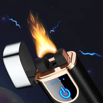 Didelės Ugnies USB Įkrovimo Lanko Vėjo Lengvesni Cigarų Fakelas Kūrybos Elektros Lengvesni High-end Vyrų Dovanos Dropship Tiekėjų