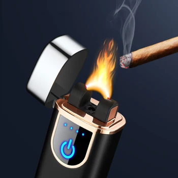 Didelės Ugnies USB Įkrovimo Lanko Vėjo Lengvesni Cigarų Fakelas Kūrybos Elektros Lengvesni High-end Vyrų Dovanos Dropship Tiekėjų