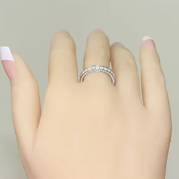 Mados Paprastas Baltas Mėlyna Brangakmenių Moterų Žiedas Romantiškas, Elegantiškas Sidabro Padengtą Vestuvės Vestuvinis Cirkonis Žiedai Moterų Papuošalai