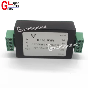 1pcs H801 WiFi;RGBW LED WIFI valdytojas;RGBW WiFi LED H801 Valdytojas;DC5-24V įvestis;4CH*4A produkcija
