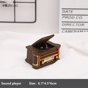 Retro Mini Radijo Pianinus Kameros Modelis Ornamentu Juostoje Miniatiūrinės Statulėlės Dovana Dervos Nostalgiškas Senovinių Amatų Namų Dekoro Priedai