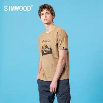 SIMWOOD 2020 metų vasaros, nauja, t-shirt vyrai vintage modelis spausdinimo, medvilnės kvėpuojantis viršūnes mados prekės ženklo drabužių SJ150050