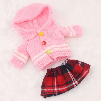 Mellchan lėlės drabužiai MiLo lėlės 25CM rožinis megztinis atlapas lėlės praktikos mygtukai kūdikių drabužiai lėlės priedai