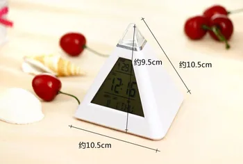 Piramidės Temperatūra 7 Spalvų LED Keitimas, Apšvietimas LED Mėnulis Žadintuvas Stilingas miegamojo puošmena elektroninis žadintuvas