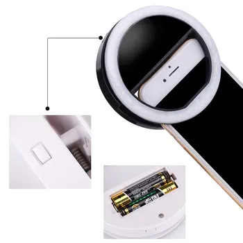 Mini Clip-on Mobiliųjų telefonų Selfie Žiedas Selfie LED Šviesos Lemputė 36 Led blykstė Šviesos 3 