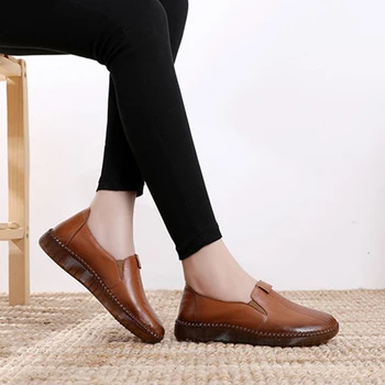 TIMETANGdesigner rankų darbo natūralios odos rudenį moterų batai motina mokasīni, minkštas sausgyslės plokščiadugnis Atsitiktinis atskirų shoesE1434