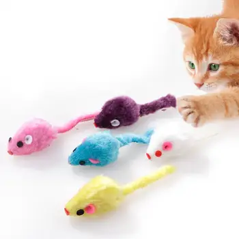 10vnt Atsitiktinių Spalvų Naminių Kačių Pūkuotas Žaislas Mažų Pelių Mini Juokinga Žaisti Interaktyvūs Žaislai Katėms Kitten Naminių Reikmenys