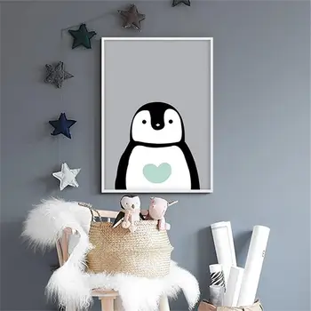 Pingvinas Poliariniai Lokys Animacinių Filmų Gyvūnų Tapybos Darželio Citatos Plakatas Drobė Spausdinti Sienos Paveiksl Šiaurės Vaikams, Kūdikių Miegamojo Puošimas