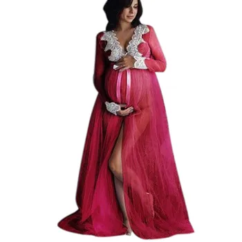 Madingi Akių Nėriniai Priekiniai Ritininės Motinystės Mopping Ilgas Sijonas Hot Sexy Nėrinių Šalis vakarinę Suknelę Nuotrauka-tik Suknelė 2020#LR2