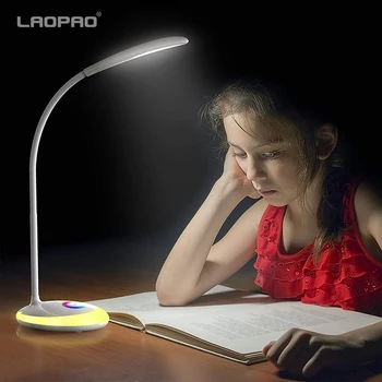 LED Stalo Lempa su Nakties Šviesos USB Įkrovimo Stalo lempos Spalvotas 3 Lygis, Reguliuojamas Ryškumas Knygos Skaitymo šviesos LAOPAO