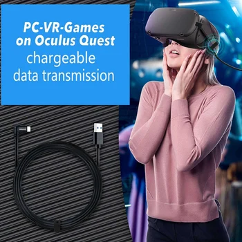 Už Oculus Quest 2 Link Cable 10Ft USB C, Didelės Spartos Duomenų Perdavimo Greito Įkrovimo Kabelis laisvų Rankų įranga Žaidimų PC Priedai
