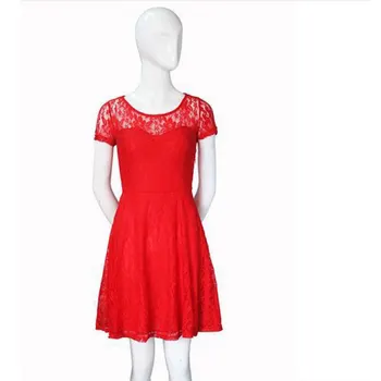 Moterims Gėlių Nėrinių Suknelės Trumpomis Rankovėmis Šalies Atsitiktinis Mėlyna Spalva Raudona Juoda Mini Suknelė