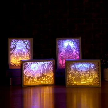 Meno Apdailos 3D Popieriaus Drožyba Šviesos Lempos, LED Dovana Namų Miegamojo Lovos LB88