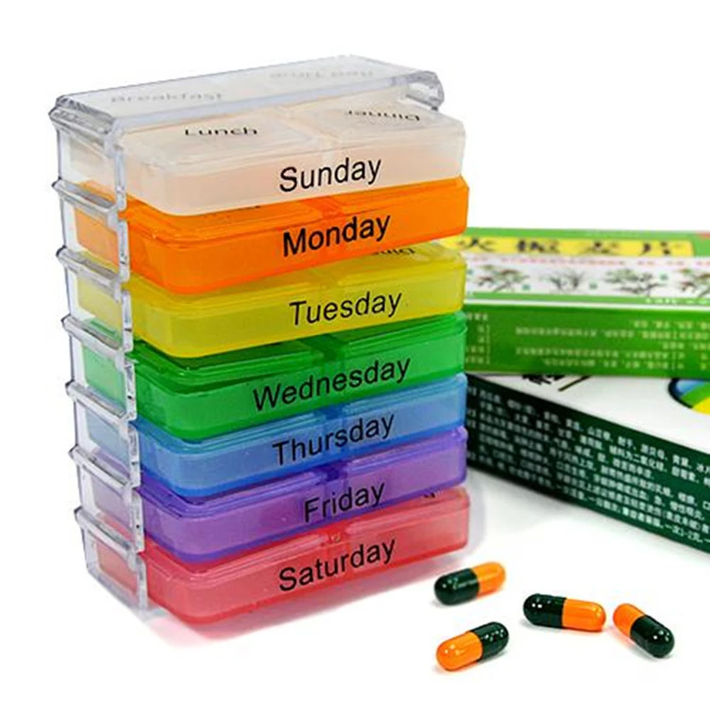 Spalvingas Dizainas Medicina Talpinimo 28 Tinklų Savaitės Tabletes 7 Dieną, Tabletę Rūšiavimo Konteinerių Atveju Organizatorius Tabletes Organizatorius Dėžės